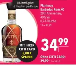 Citti Planteray Barbados Rum XO tilbud