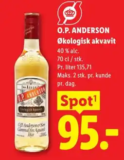 Lidl O.P. ANDERSON Økologisk akvavit tilbud