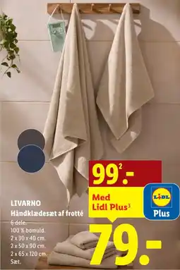 Lidl Livarno håndklædesæt af frotté tilbud