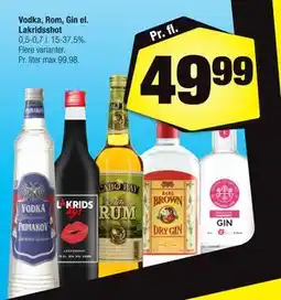 Calle Vodka, Rom, Gin el. Lakridsshot tilbud