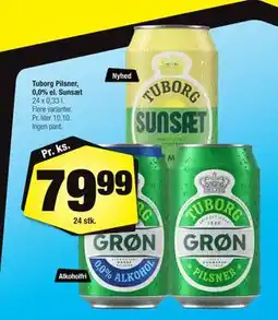 Calle Tuborg Pilsner, 0,0% el. Sunsæt tilbud