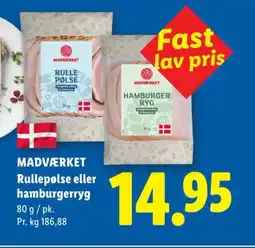 Lidl MADVÆRKET Rullepølse eller hamburgerryg tilbud