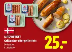 Lidl MADVÆRKET Grillpølser eller grillsticks tilbud