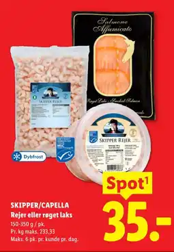 Lidl SKIPPER/CAPELLA Rejer eller røget laks tilbud