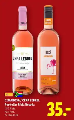 Lidl CIMAROSA/CEPA LEBREL Rosé eller rioja rosada tilbud