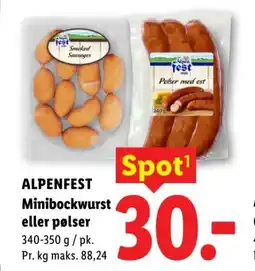 Lidl ALPENFEST Minibockwurst eller pølser tilbud