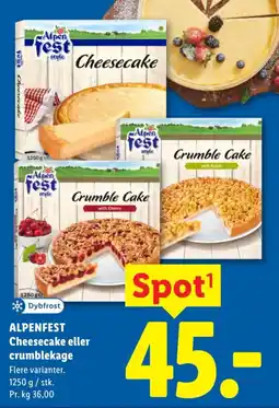 Lidl ALPENFEST Cheesecake eller crumblekage tilbud