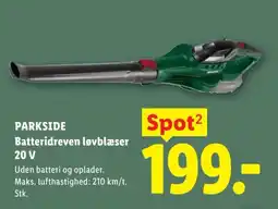 Lidl PARKSIDE Batteridreven løvblæser 20 V tilbud