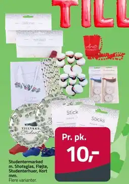 Fleggaard Studentermarked m. Shotsglas, Fløjte, Studenterhuer, Kort mm. 500065484 tilbud
