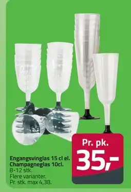 Fleggaard Engangsvinglas 15 cl el. Champagneglas 10cl tilbud
