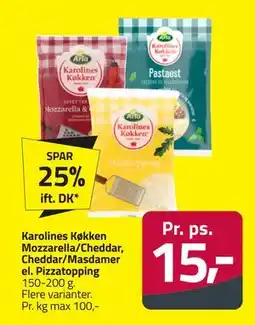 Fleggaard Karolines Køkken Mozzarella/Cheddar, Cheddar/Masdamer el. Pizzatopping tilbud
