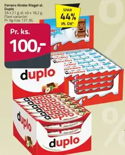 Fleggaard Ferrero Duplo / Kinder Riegel tilbud