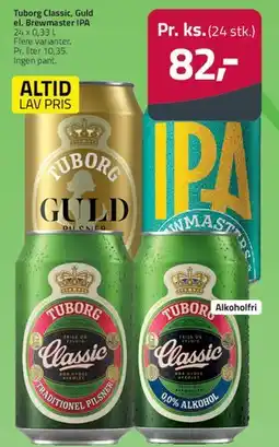 Fleggaard Tuborg (Guld, Classic, Classic 0,0%, Brewmaster IPA) tilbud