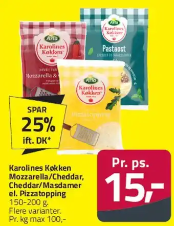 Fleggaard Karolines Køkken Mozzarella / Cheddar / Pizzatopping tilbud
