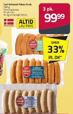 Fleggaard Carl Vollstedt pølser (3 pk.) tilbud