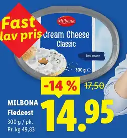 Lidl MILBONA Flødeost tilbud