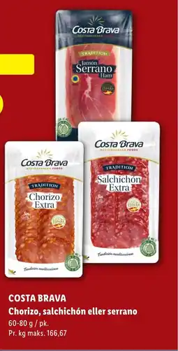 Lidl COSTA BRAVA Chorizo, salchichón eller serrano tilbud