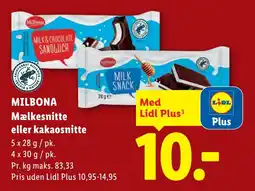 Lidl MILBONA Mælkesnitte eller kakaosnitte tilbud
