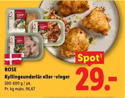 Lidl ROSE Kyllingeunderlår eller -vinger tilbud