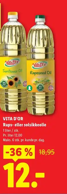 VITA D'OR Raps- eller solsikkeolie