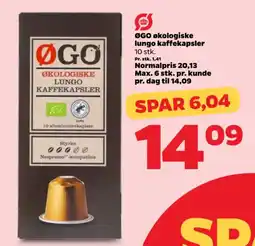Netto ØGO økologiske lungo kaffekapsler tilbud