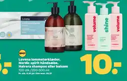 Netto Lovena lommetørklæder, Nordic spirit håndsæbe, Hairera shampoo eller balsam tilbud