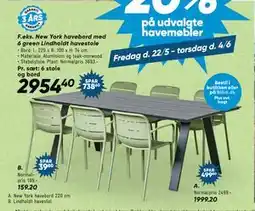 Bilka New York havebord med 6 green Lindholdt havestole tilbud