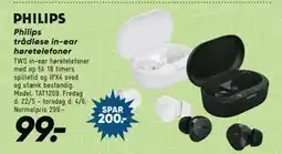 Bilka Philips trådløse in-ear høretelefoner tilbud