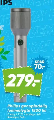 Bilka Philips genopladelig lommelygte 1800 lm tilbud