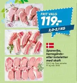 Bilka Spareribs, herregårds- eller koteletter med skaft tilbud