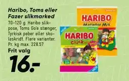Bilka Haribo, Toms eller Fazer slikmarked tilbud