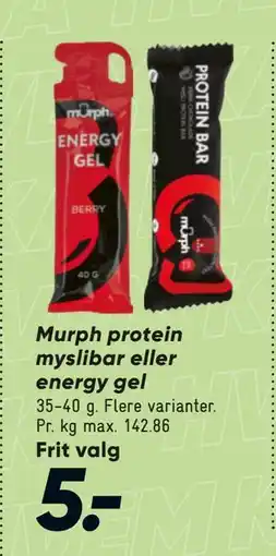 Bilka Murph protein myslibar eller energy gel tilbud