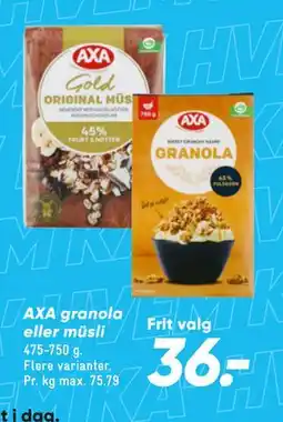 Bilka AXA granola eller müsli tilbud
