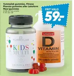 Bilka Yummylab gummies, Fitness Pharma gummies eller Lekaform Maxi/gummies tilbud