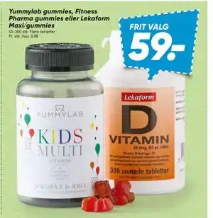 Bilka Yummylab gummies, Fitness Pharma gummies eller Lekaform Maxi/gummies tilbud