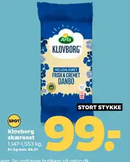 Netto Klovborg skæreost tilbud