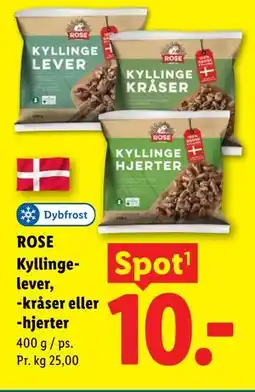 Lidl ROSE Kyllingelever, -kråser eller -hjerter tilbud