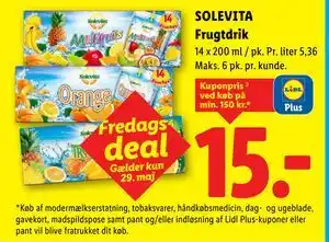 Lidl SOLEVITA Frugtdrik, App-pris tilbud