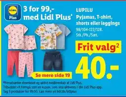 Lidl LUPILU Pyjamas, T-shirt, shorts eller leggings, App-pris tilbud