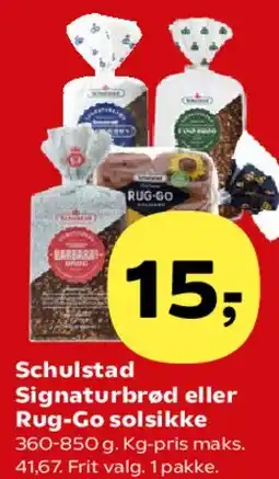 SuperBrugsen Schulstad Signaturbrød eller Rug-Go solsikke tilbud