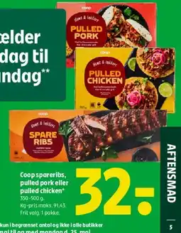 Coop 365 Coop spareribs, pulled pork eller pulled chicken tilbud