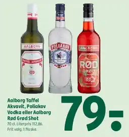 Coop 365 Aalborg Taffel Akvavit, Poliakov Vodka eller Aalborg Rød Grød Shot tilbud