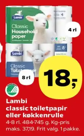 SuperBrugsen Lambi classic toiletpapir eller køkkenrulle tilbud