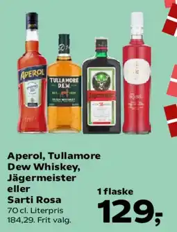 SuperBrugsen Aperol, Tullamore Dew, Jägermeister eller Sarti tilbud