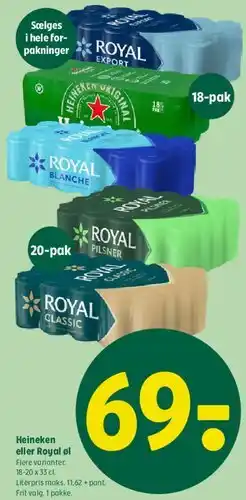 Coop 365 Heineken eller Royal øl tilbud