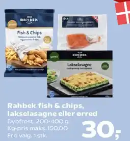 SuperBrugsen Rahbek fish & chips / lakselasagne tilbud