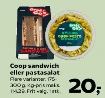 SuperBrugsen Coop sandwich eller pastasalat tilbud