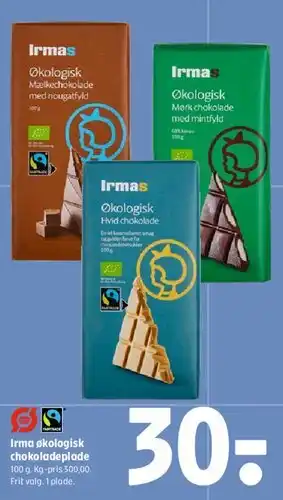 Coop 365 Irma økologisk chokoladeplade tilbud