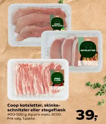 SuperBrugsen Coop koteletter, skinkeschnitzler eller stegeflæsk tilbud