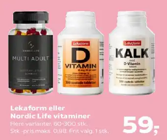 SuperBrugsen Lekafom eller Nordic Life vitaminer tilbud